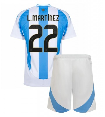 Argentina Lautaro Martinez #22 Hemmakläder Barn Copa America 2024 Kortärmad (+ Korta byxor)